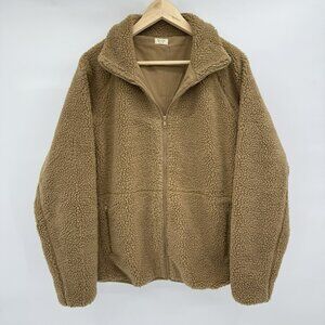 John Galt Brandy Melville Willow Full Zip Teddy‎ Bear Jacket Brown One Size